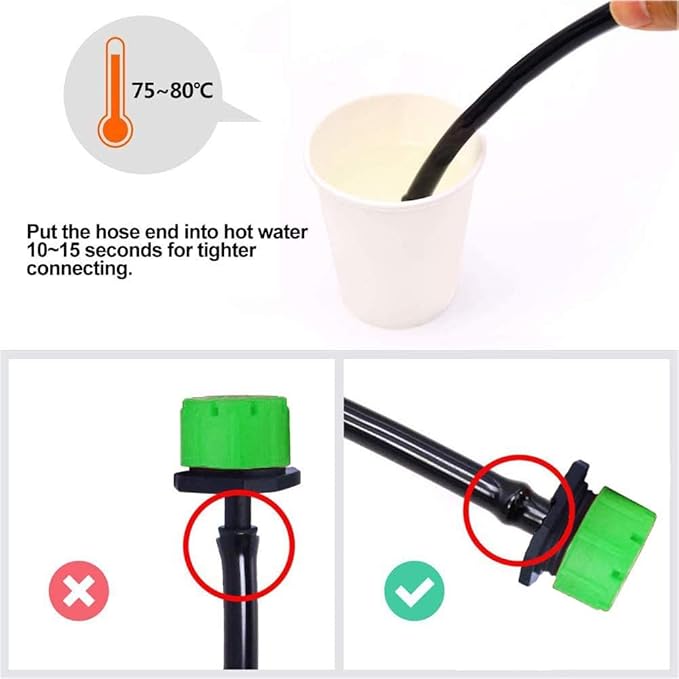 Kalolary 200Pcs Green 1/4Inch Adjustable Micro Drip Irrigation System Watering Sprinklers Anti-Clogging Emitter Dripper Green Garden Supplies