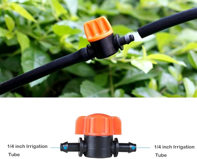 20pcs 1/4 Inch Barb Shut-Off Valve Universal Drip Irrigation Tubing Coupling Valve