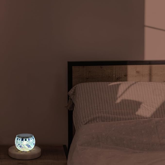 Uonlytech 3Pcs Mosaic Ball Garden Lights Outdoor Mosaic Lawn Lamps Solar Lights Glass Globe Powered Color Changing Solar Lamps Outdoor Indoor Decorations Garden Patio Yard Pathway (Blue)