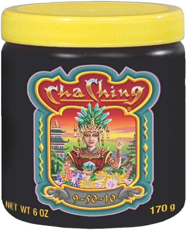 FoxFarm Cha Ching Soluble Fertilizer, Water Soluble High-Phosphorus Fertilizer, Supports Late Harvest Stage - Outdoor Flowers, Fruiting Plants, Containers and Bed Areas, NPK 9-50-10 (6 oz)