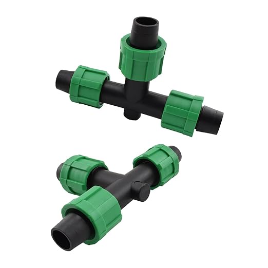 Drip Irrigation Tee Fittings Universal Barbed Locking 3-Way Coupling Connectors for 16-17mm Drip Tape Tubing Sprinkler System [8PCS, Green]