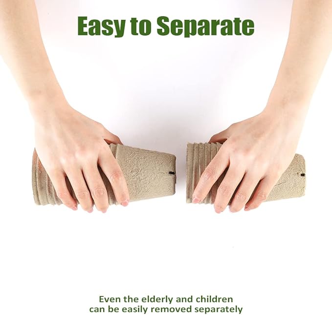 Peat Pots, 126 Packs 3.15 Inch Seed Starting Pots with Drainage Holes Round Nursery Pot, Biodegradable Round Plant Seed Starter Peat Pots Germination Seedling Trays