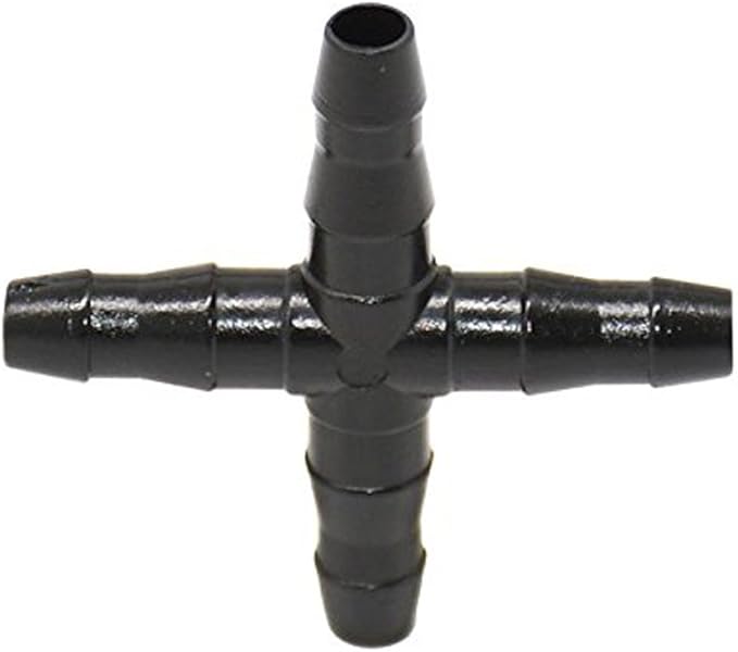 lasenersm 50 PCS 1/4 Inch Barbed Cross Connector 4 Way Garden Watering Cross connecter Fit 4mm/7mm Tube for Flower Bed, Vegetable Garden, Home & Garden