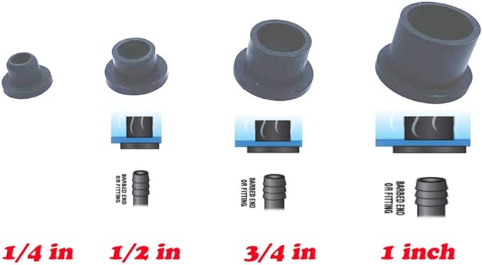 1/4 Grommets 1/4 inch Top Hat for 3/16 1/4 5/16 Airline Tubing Through Walls for Hydro Bucket System of any kind (250/ Pack)