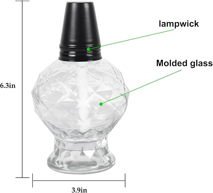 tewei 4 Pack Clear Table Top Light Torches Outdoor, Mini Glass Torches Lanterns for Outside, Easy to Refill Citronella Torches for Garden Patio Yard Party