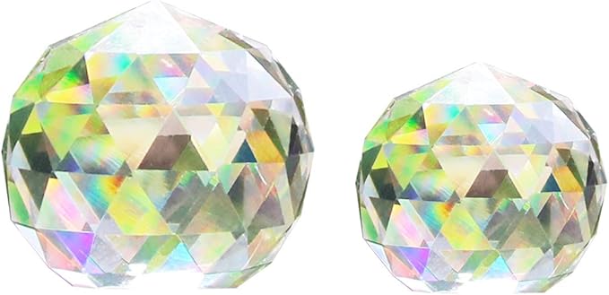 2 Pack Clear Crystal Ball Prism Window Rainbow Maker Window Prisms Suncatcher for Feng Shui, (80mm+60mm)