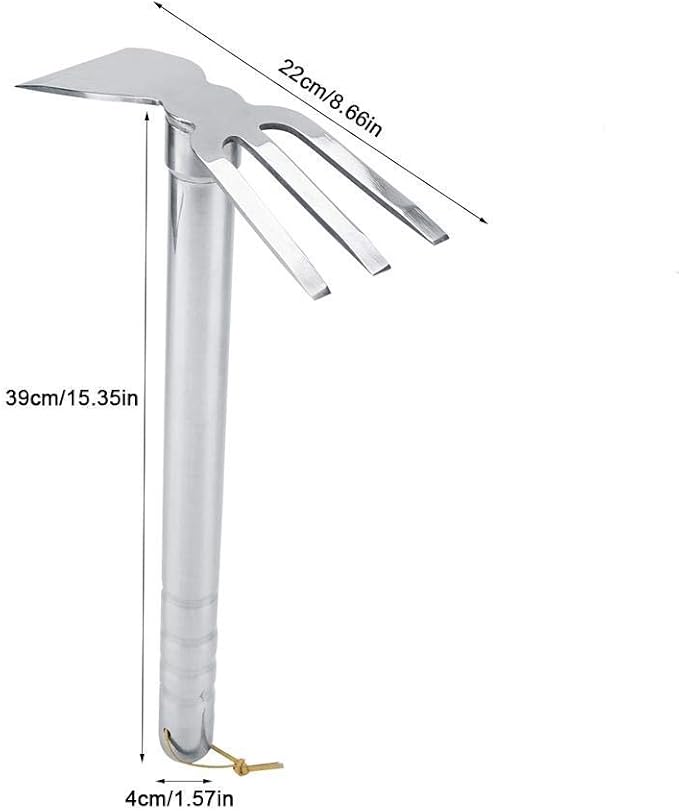 Gardening Rakes Shovel,Digging Hoe Garden Tools 2 in 1 Hoe and Rake,Heavy Duty Stainless Steel Vegetable Flower Planting Digging Gadget (Hoe and Rake)