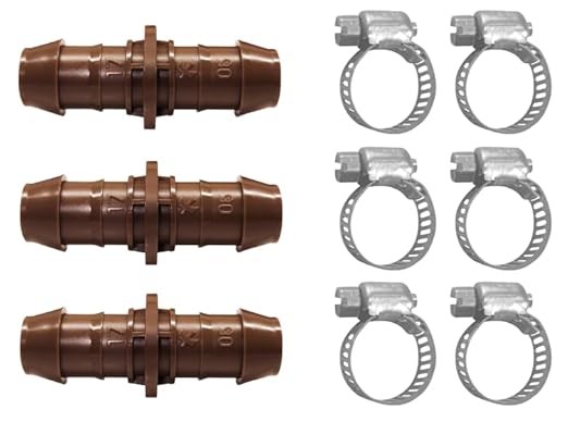 LECTO Universal 5/8", 1/2", .700" Drip Line Repair Kit – Coupler, 3