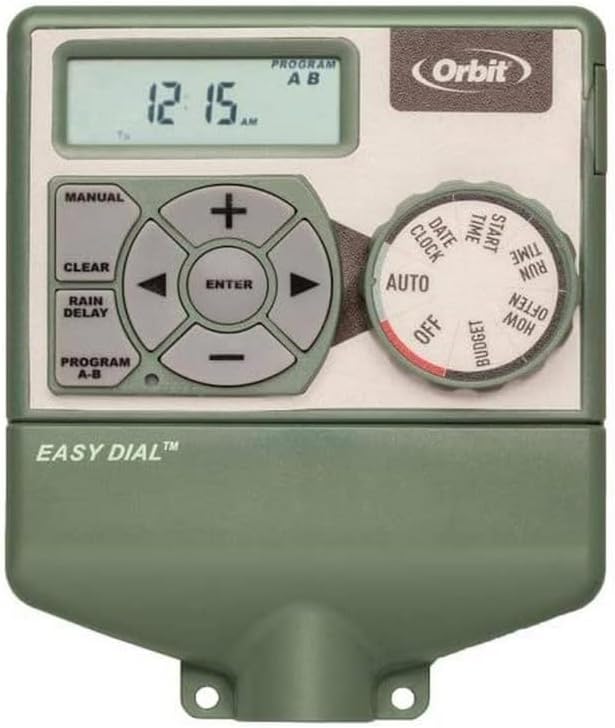 Orbit 57594 Easy Dial 4-Station Indoor Sprinkler Controller, Green