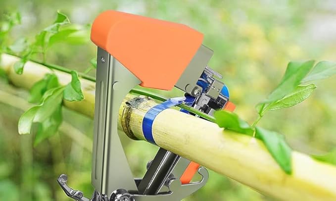 Plant Tying Machine Set Vine Tying Machine for Climbing Plants, Tomato, Tomatoes, Vining Vegetables, Flower Planting,Cucumber, 10000pcs Staples 20 Rolls (Orange)