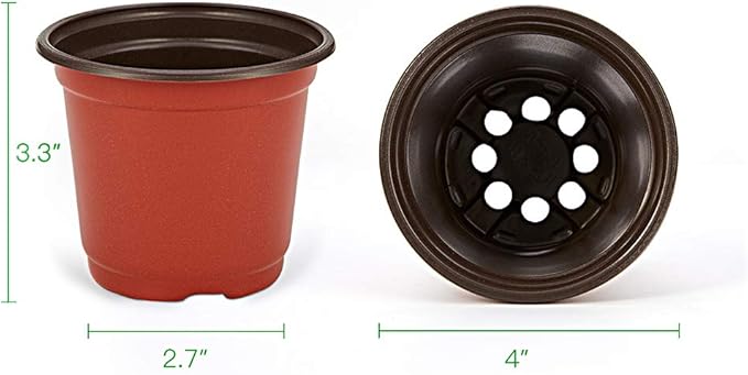JERIA 100-Pack 4 Inch Plastic Plant Nursery Pots Come with 100 Pcs Plant Labels, Seedling Flower Plant Container and Seed Starting Pots