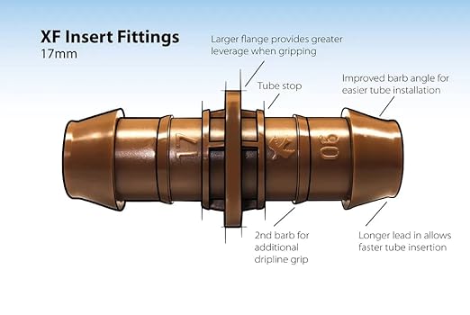 12 Pack Drip Irrigation Fittings 1/2” Drip Line, Rain Bird XFF-Coup 17mm Drip Line Connectors, 1/2 Inch Drip Irrigation Tubing, Drip Irrigation Connectors, Drip Hose Connectors Includes LED Light