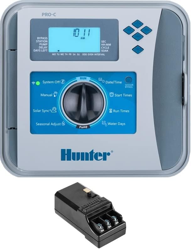 Hunter Pro-C P2C-400 Indoor Outdoor Modular Controller 4-Station Base Timer Expandable to 32 Stations w/ Optional Expansion Modules - P2C400 Replaces PC400 and PC400i (P2C-400 with 7 Zones)