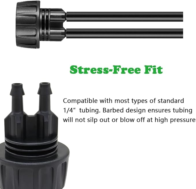 Hooshing 4PCS 1/4 Inch Drip Irrigation Tubing to Faucet Garden Hose Adapters Convert 3/4 Inch to 1/4 Inch 2 Barbs Drip Hose Connectors Fittings for Garden Supplies