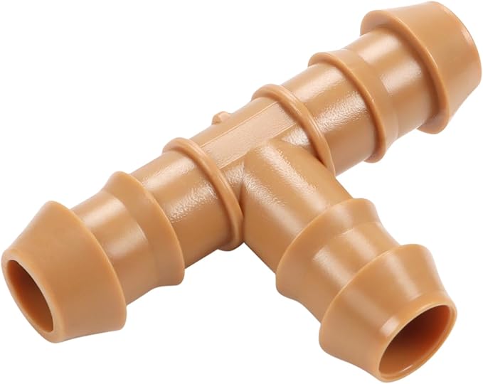 1/2'' Drip Irrigation Tee Fittings, 25 Pieces 1/2'' Drip Line Barbed Tee Connectors Irrigation 3-Way T Parts for 5/8", 1/2", .700" Drip Tubing for Garden Drip Sprinkler Systems
