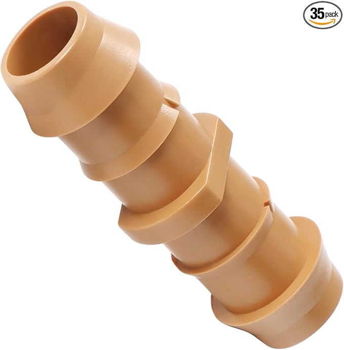 35 Pieces Drip Irrigation Coupling Fittings, 1/2'' Drip Line Barbed Coupler Connectors for 1/2 Inch, 5/8", .700" Irrigation Tubing 2-Way Straight Coupling for Garden Drip Sprinkler Systems