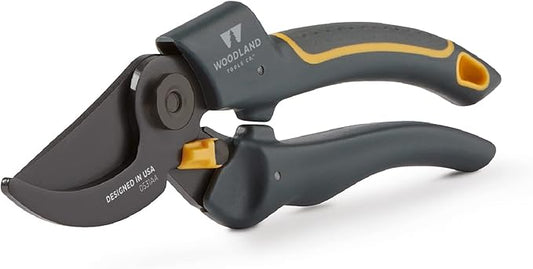 Woodland Tools Co. Duralight Compact Adjustable Bypass Pruning Shears – Lightweight, Ergonomic Garden Clippers with High-Carbon Steel Blades and Multi-Function Lock for Precision Cutting