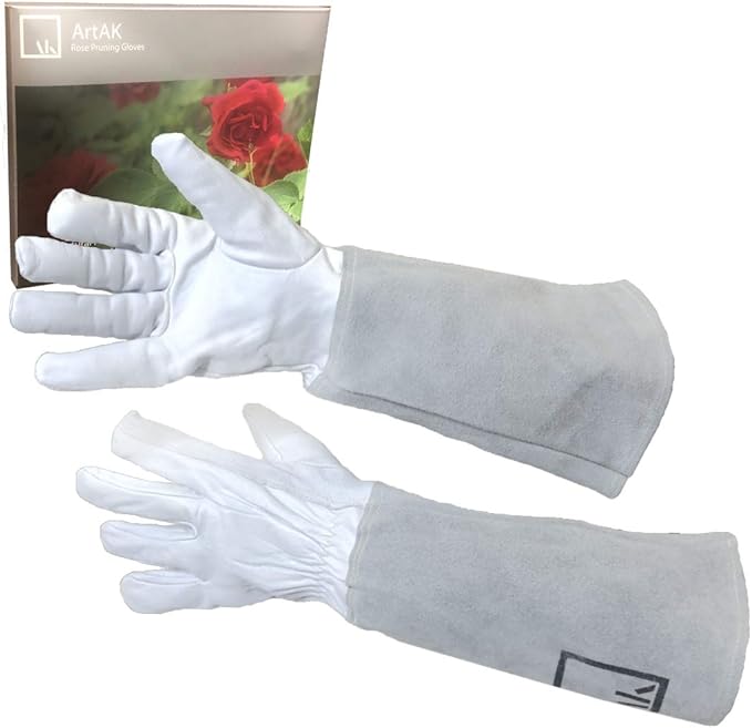 ArtAK Rose Pruning Gloves Garden Gloves Long Gardening Gloves for Women Leather Gauntlet Gloves Cut Proof Gloves Rose Gloves Thorn Proof Gloves for Rose Gardening Gloves White