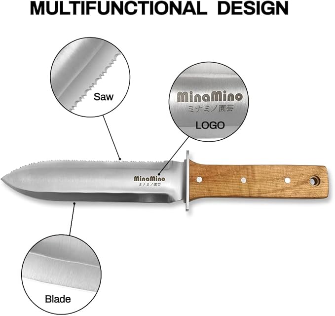 Minamino Hori Hori Garden Knife,Ideal for Gardening Weeding Digging Cutting Planting Landscaping