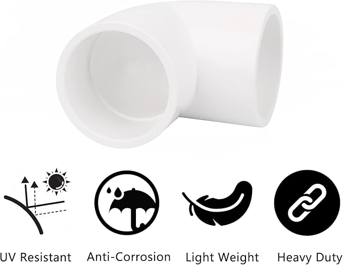 8Pack 1-1/4" 90 Degree Elbow PVC Pipe Fittings 2 Way Right Angle PVC Pipe Fitting, Furniture Build Grade SCH40 (Socket x Socket) 1.25" PVC Fitting Connectors for DIY PVC Shelf Garden Support Structure