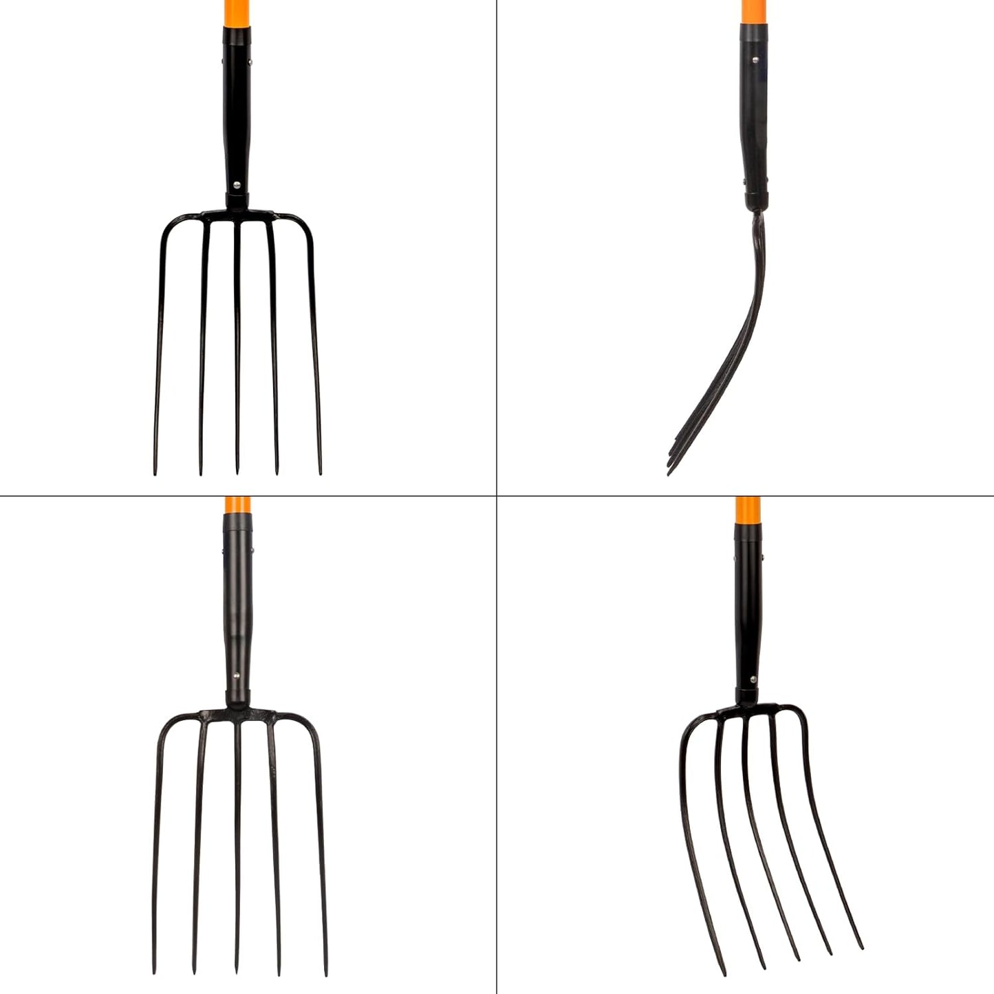 Pitch Fork for Gardening, 5 Tine Pitchfork Heavy Duty with Fiberglass Handle, 58 Inches