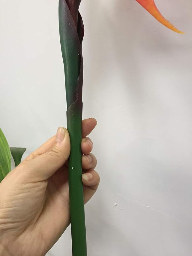 Large Bird of Paradise 32 Inch Permanent Flower,UV Resistant No Fade Flower Part is Made of Soft Rubber PU,Artificial Flower Plants for Home Office 2 Pcs (Orange red)