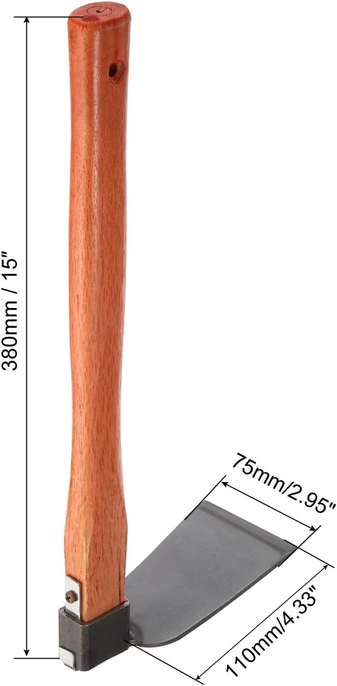 PATIKIL 15" x 3" Hoe Garden Tool, Carbon Steel Anti-Rust Garden Hoe with Wood Handle Welded for Loosening Soil Weeding Digging, Grey/Yellow