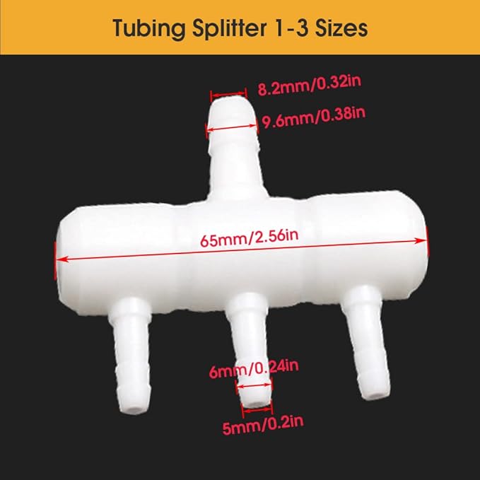 Rake-shaped hose joint air discharge diverter, Plastic Barb Hose Fitting Connector, 3-Way Outlet Air Line Pump Tubing Splitter Water Flow Divider, for Aquarium Garden Agricultural Irrigation（8Pcs）