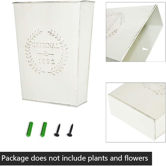 LESEN Set of 2 Farmhouse Metal Wall Planter,Rustic Wall Decor Country Hanging Wall Vase Box for Plants Flower Home Decoration