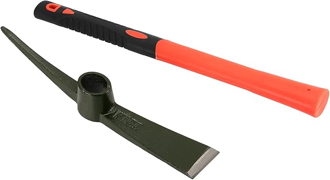 2 PCS 15 Inch Garden Pick Mattock, Pick Axe with Red Fiberglass Handle, Garden Mattock Pickaxe Tool for Gardening, Cultivating, Forged Steel Head