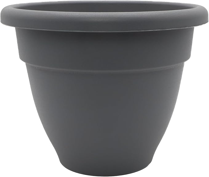 The HC Companies 10 Inch Caribbean Planter - Lightweight Indoor Outdoor Plastic Plant Pot for Herbs and Flowers, Warm Gray