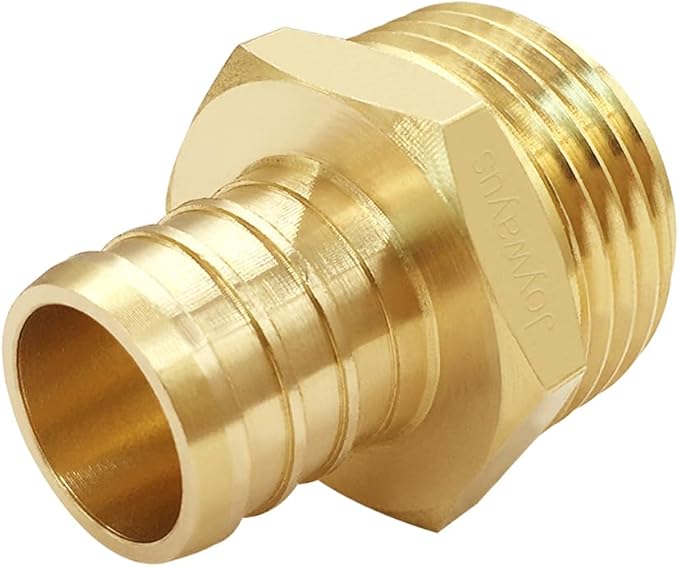 Joywayus 3/4" PEX Barb x 3/4" Male GHT Thread Hex Brass Garden Water Hose Pipe Connector Fittings for House/Boat/Lawn/Power Wash/Irrigation