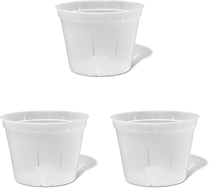 rePotme Orchid Pot -10 inch Slotted Clear Plant Pots - 3 Pack (Crystal Clear)