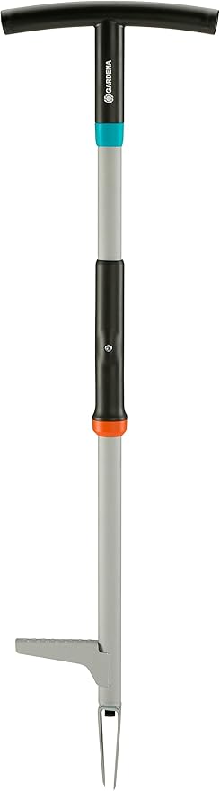 Gardena (03518 Weed Puller Remover Tool, Heavy Duty Stand-Up Garden Hand Weeder, Easy Weed Removal, Built-in Ejector, Long Handle for Outdoor Use. Weeding Claw