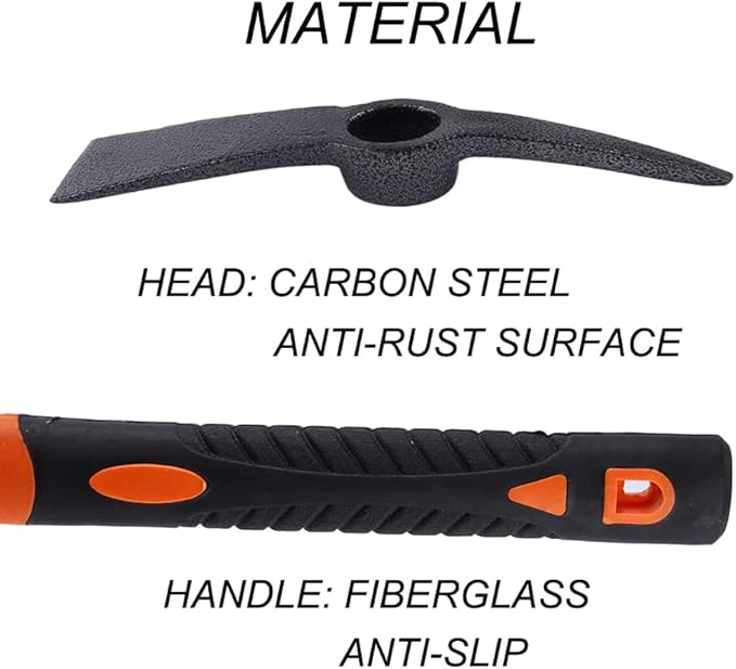 LUBAN Mattock Hoe Pick Axe with Heavy Duty Forged Adze and Ergonomic Non-Slip Handle 15-inch for Gardening, Hunting, Landscaping Outdoor