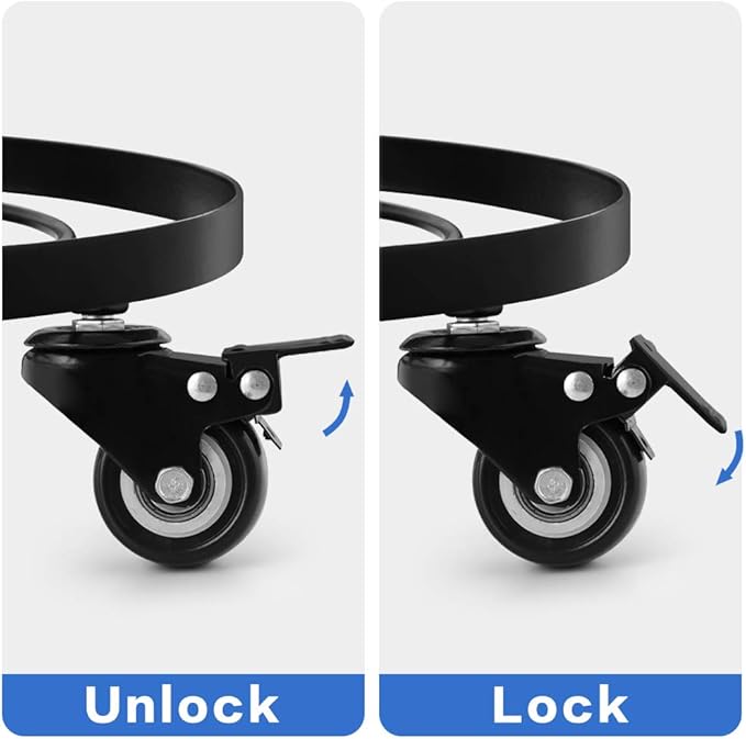 AMAGABELI GARDEN & HOME 16" Metal Plant Caddy Heavy Duty Iron Potted Plant Stand with Wheels Round Flower Pot Rack on Roller Dolly Holder Mover Indoor Outdoor Planter Trolley Casters Brakes BG1721