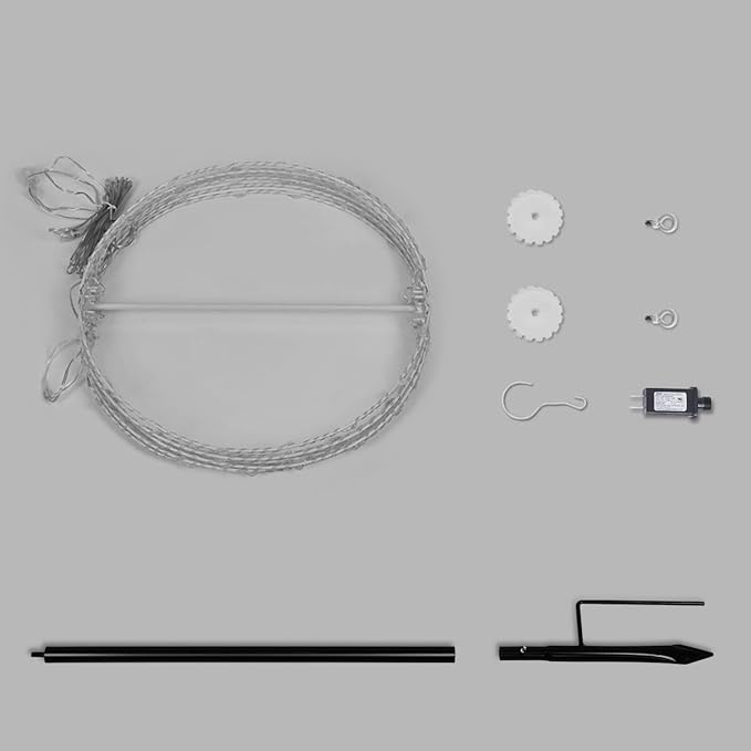 Christmas Ball Sphere, 12IN 96LED Hanging Tree and Pathway Lights With Hook and Stake, Foldable Metal Frame Ball for Outdoor Garden, UL Listed, Brown Frame, Warm White