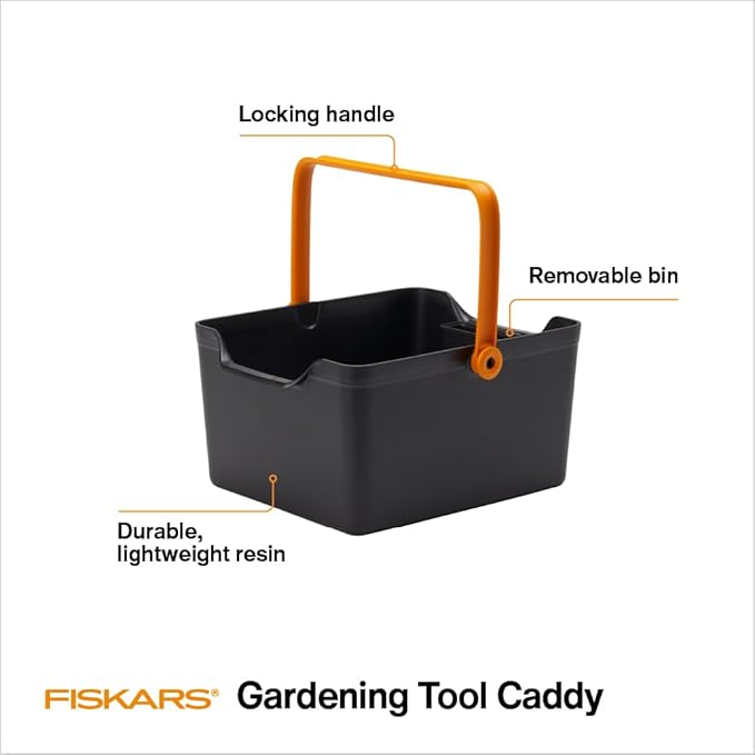 Fiskars Garden Tool Caddy with Removable Small Tool Storage for Indoor and Outdoor Gardening Use, Made with Recycled Plastic