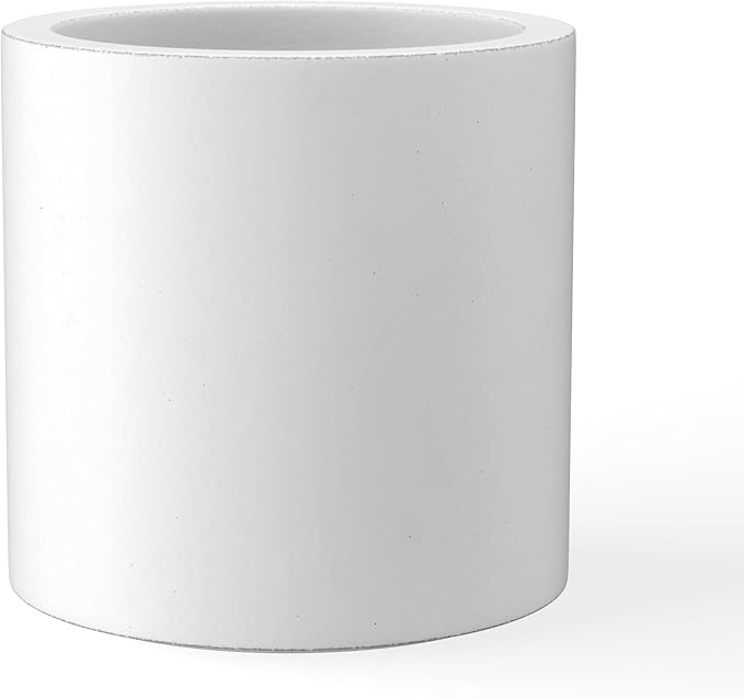 Kante 15.7" Dia Round Concrete Planter, Modern Style Large Cylindrical Plant Pot with Drainage Hole and Rubber Plug for Indoor Outdoor Patio, White