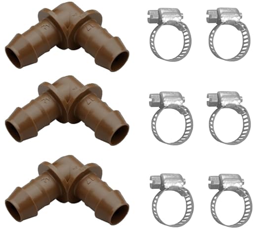 LECTO Universal 5/8", 1/2", .700" Drip Line Repair Kit – Elbow, 3