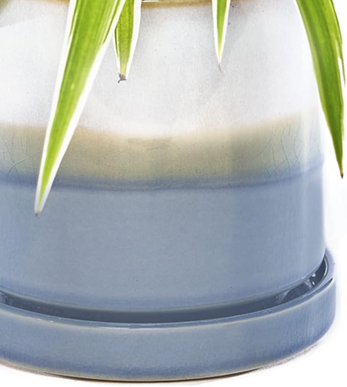 CHIVE ‘Minute’ Ceramic Planter Pot — Cute 5” Colorful Succulent Pots for Indoor & Outdoor House Plants — Beautiful Modern Farmhouse Kitchen Decor — Blue Layer