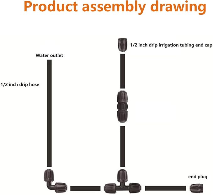1/2 Inch Irrigation Fitting End Plug (1/2" ID x0.640" OD),10-Piece Drip Line Barb End Cap Connector, Leak-Proof Plug for Garden Irrigation Systems