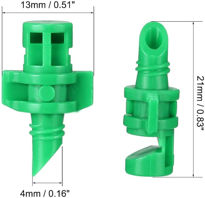uxcell Micro Sprayer Fan Jet, 180 Degree Refraction Atomized Dripper Hydroponic Garden Irrigation, 50 Pcs (Green)