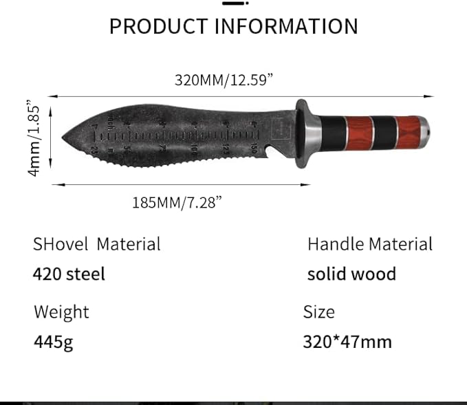 Professional Garden Knife / with Thicker Leather Sheath, Stainless Steel Blade, for Weeding, Digging, Pruning and Cultivating / with Beautiful Packaging, Black (CY98)