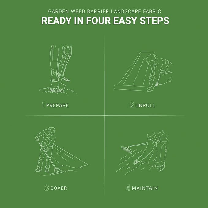 ECOgardener Premium 5oz Landscape Fabric, 3ft x 50ft Pro Garden Weed Barrier - Durable & Heavy Duty Weed Block Gardening Mat, Easy Setup & Superior Weed Control, Eco-Friendly & Convenient Design