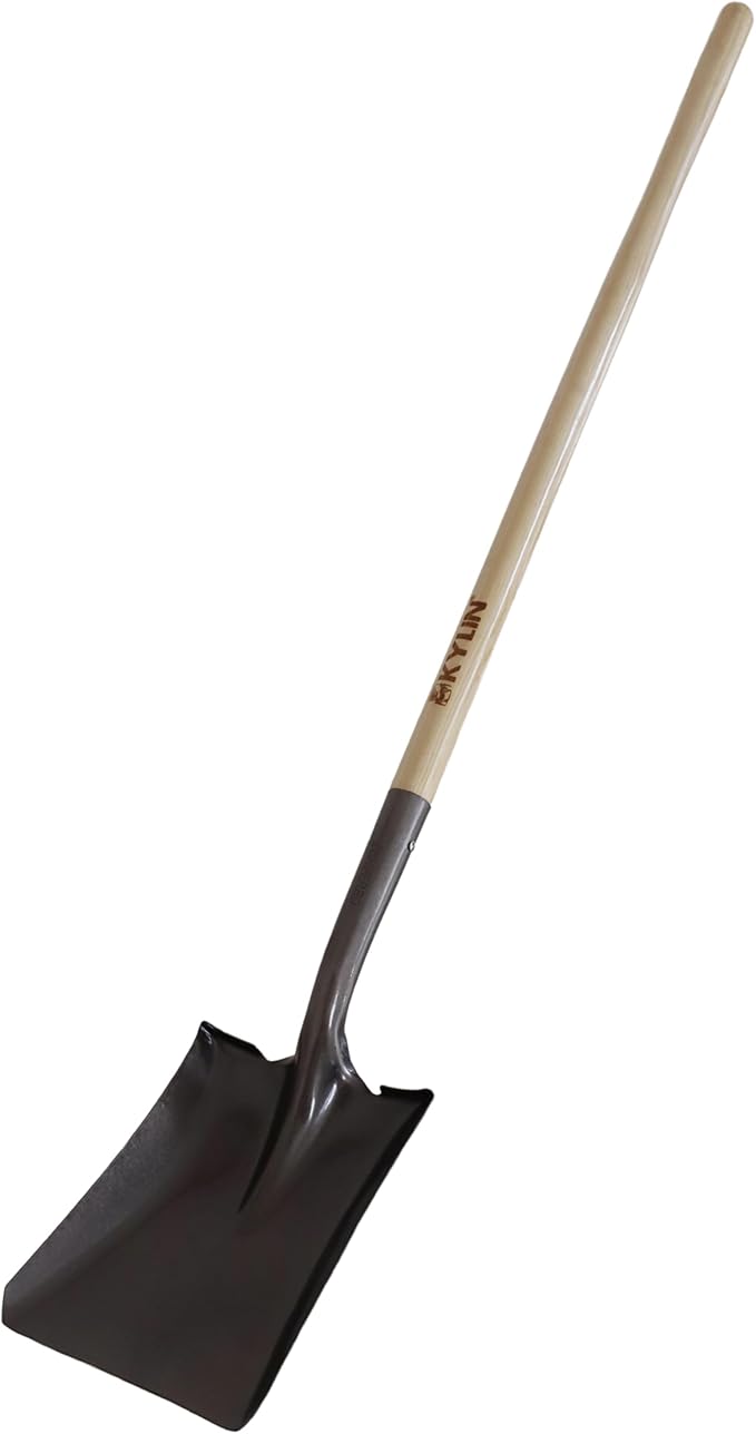 Kylin Shovel Set Garden Digging Shovels Combo Square Flat Roud Point Shovel with Long North Hard Wood D-Grip Handle Yard Tools Set