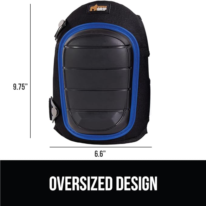 Gorilla Grip Adjustable Safety Knee Pad Set, Heavy Duty Durable Kneeling Pads for Work, Anti Slip Fasteners, Comfortable Gel Padding, Supportive Pads During Construction, Gardening Tool, Royal Blue