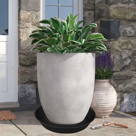 3 Pack of 25 26 inch Plant Saucer (22.7 Inch Base), 4.2" Depth, Large Deep Heavy Duty Plastic Flower Planter Water Trays for Indoors Outdoor, Plant Potted Bowl, Plant Drip Trays (26", Black)