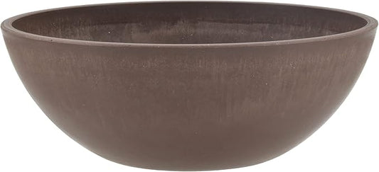 PSW Pot M30C Collection Shallow Garden Bowl Low Planter for Succulents, Bonsai, Fairy Gardens, Herbs, 12-inch, Chocolate