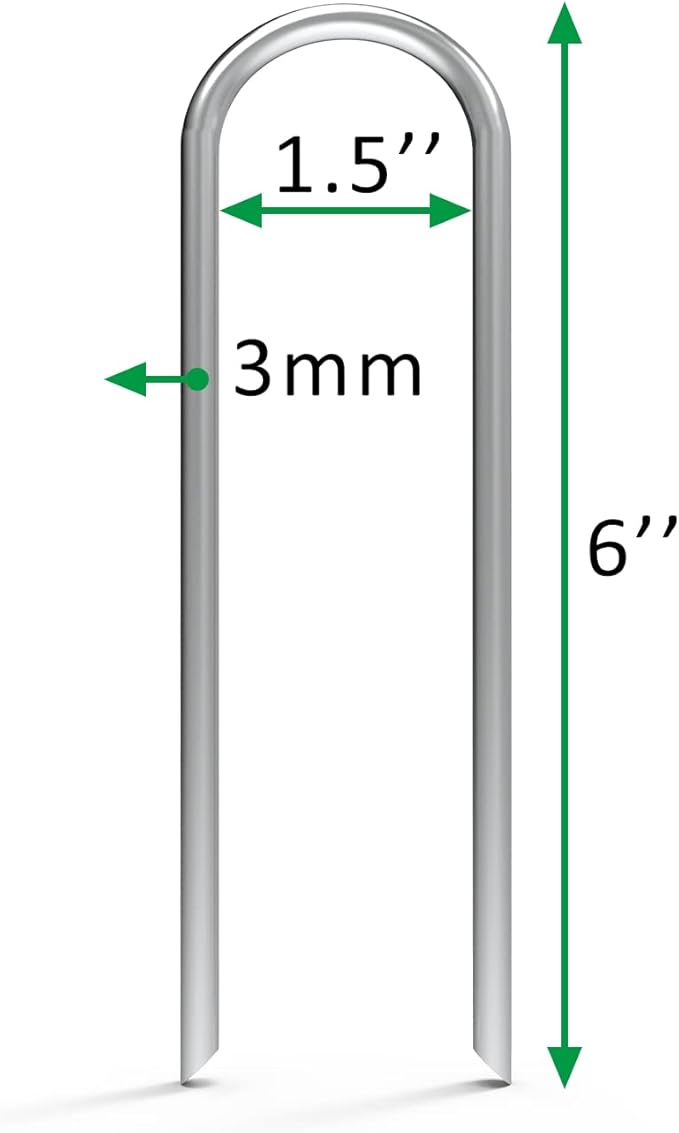 MySit 50 Pack 6 Inch Garden Stakes Heavy Duty 11 Gauge Galvanized Yard Staples U Pegs Fences Drip Irrigation Securing Stakes 1/2-Inch to 1-5/8-Inch Loop Stake for Anchoring Lawn Drippers Soaker Hose